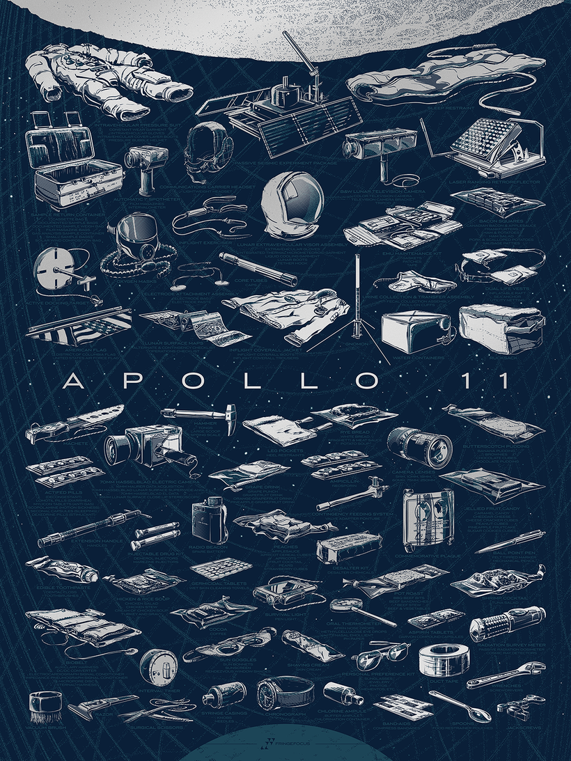 The Apollo 11 Collection NASA Moon landing poster by Fringe Focus