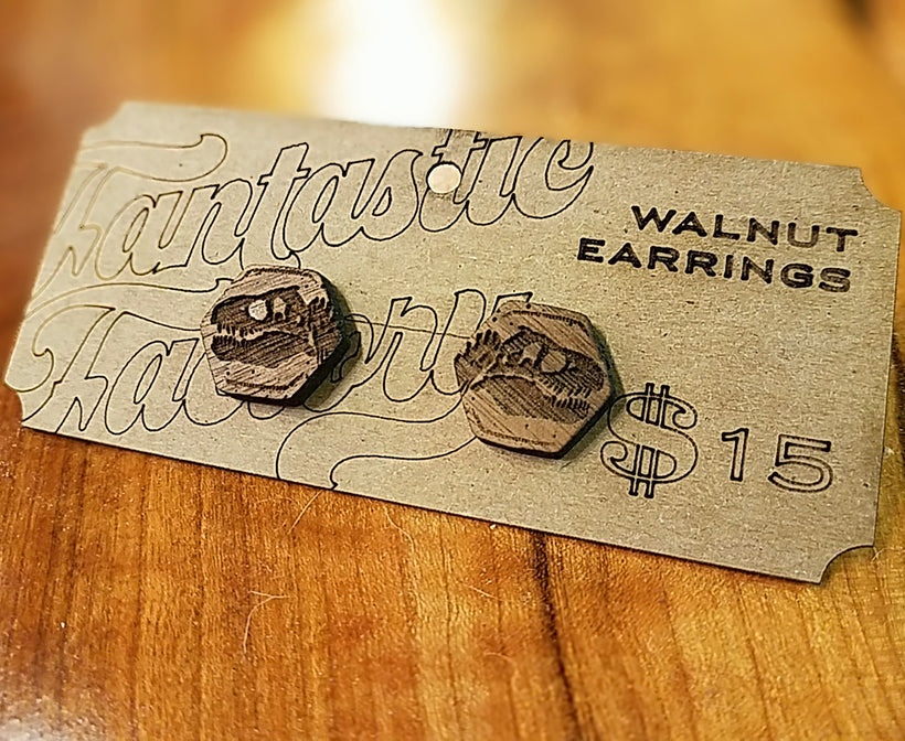 T-Rex Walnut Earrings