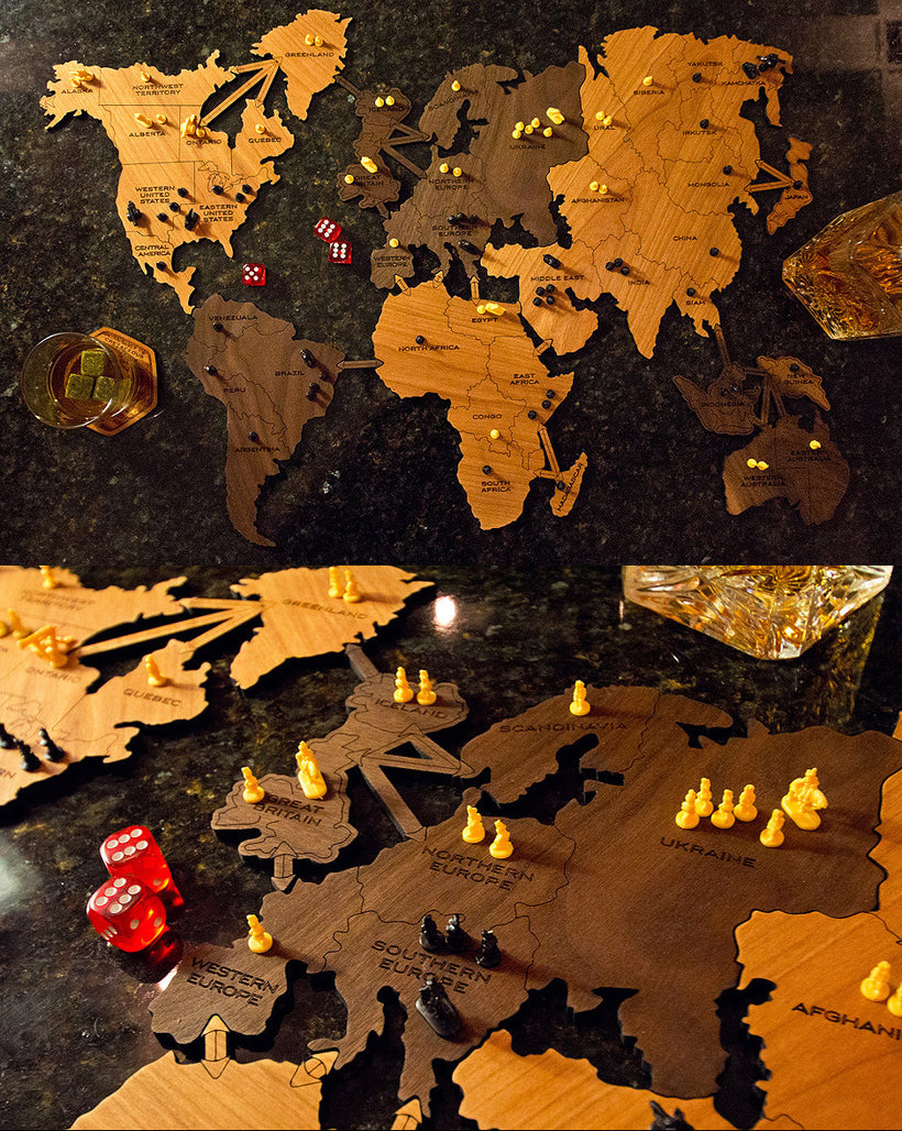 Wooden Board Game World Map
